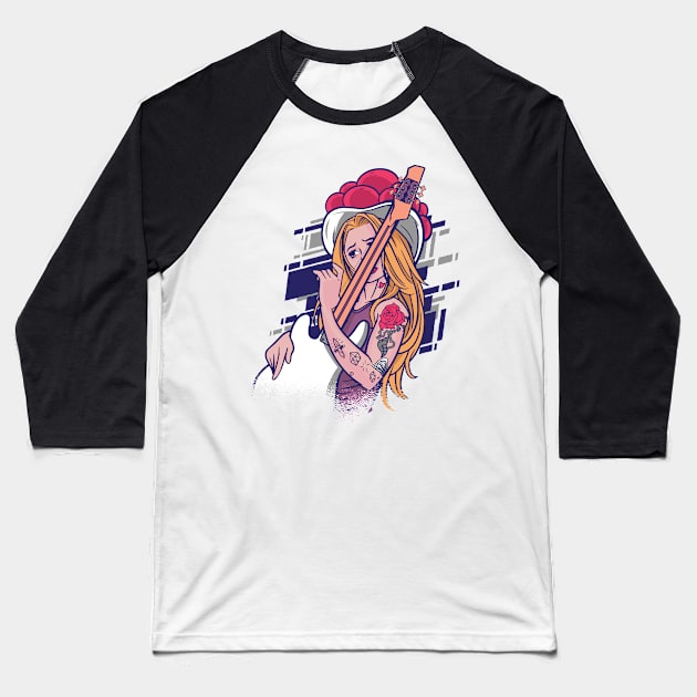 ROCK AND ROLL GIRL Baseball T-Shirt by madeinchorley